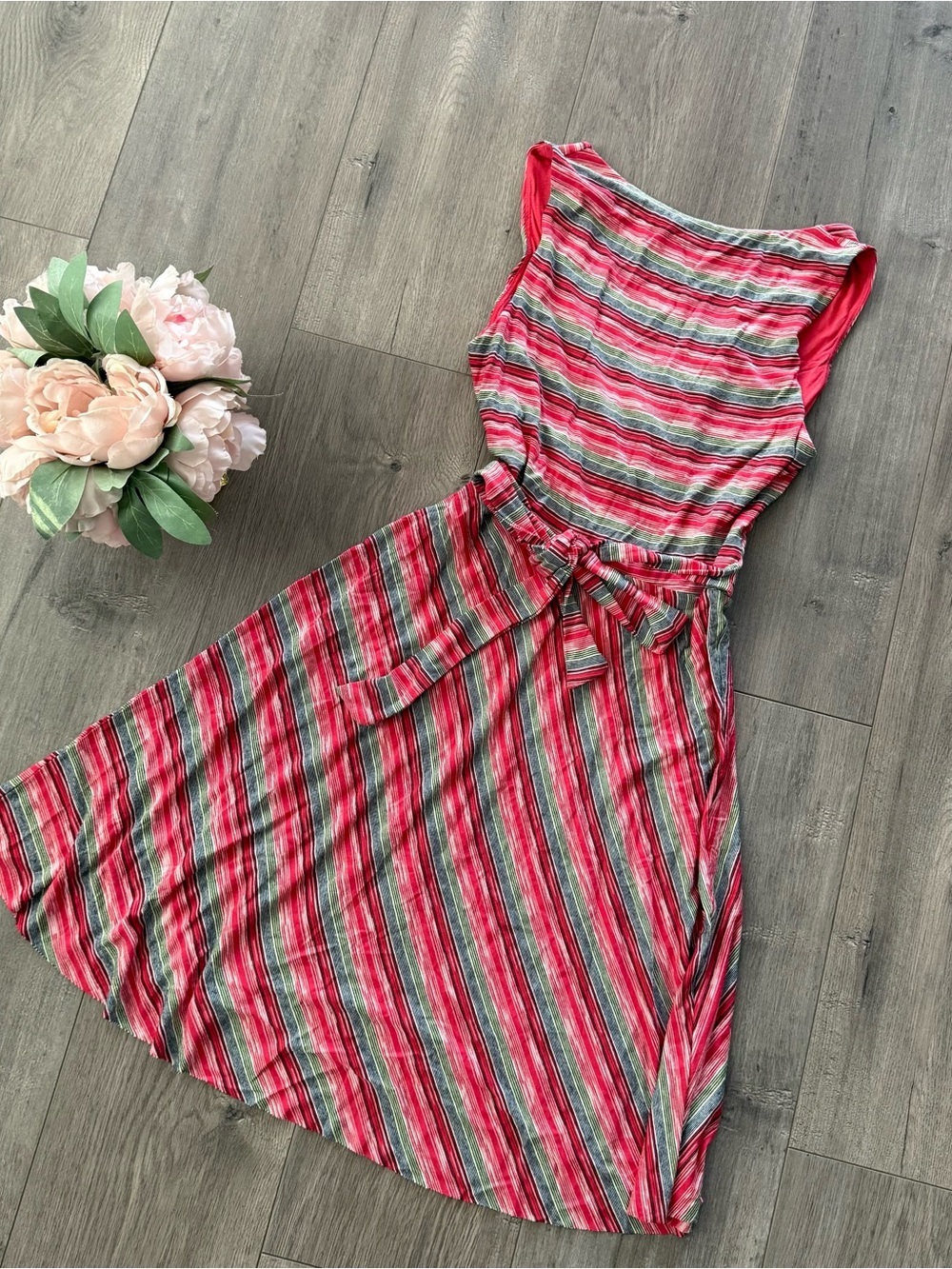 Anthropologie Bailey 44 Emile Red Striped Wrap Dress - Picture 4 of 6
